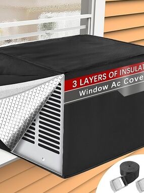 Black Insulated Window AC Cover - 3-Layer 21x16x15 NIB
